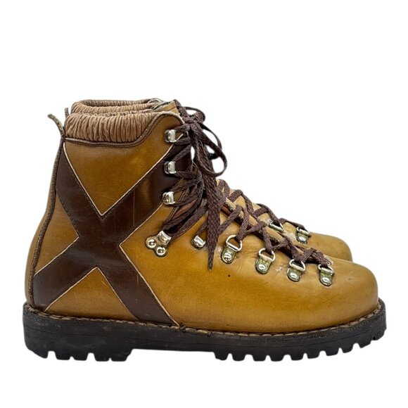 Vintage K2 Vibram Montagna Block Leather Waffle Stompers 7.5 Mountaineering Boot